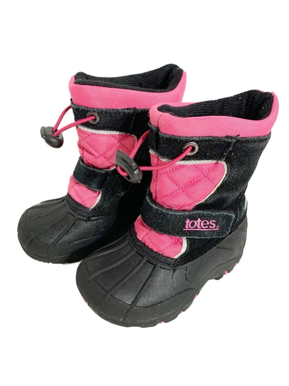 Totes Tammy Sued Nylon Waterproof Insulated Winter Snow Boots Velcro Drawstring